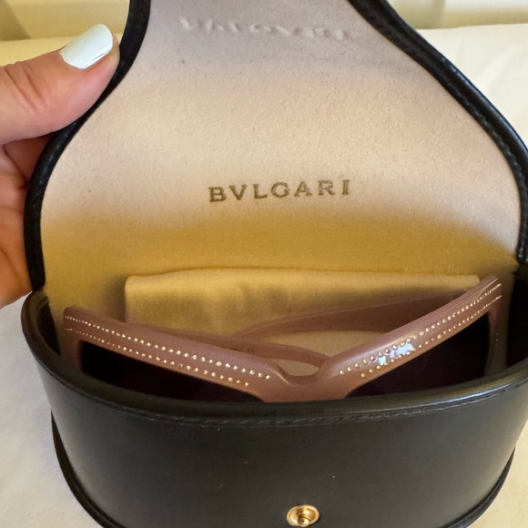 BVLGARI 851-B 791/11 Pink Swarovski Crystals Sunglasses EUC - Picture 7 of 8